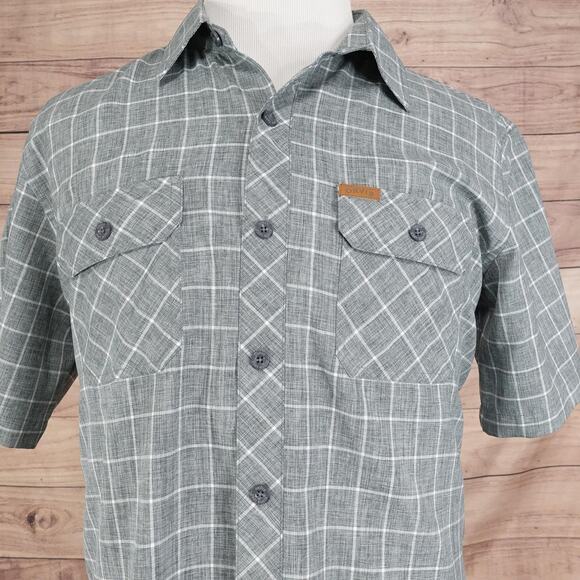 Orvis Shirt Mens L Gray Plaid Short Sleeve Button Polyester Outdoors - Picture 1 of 9